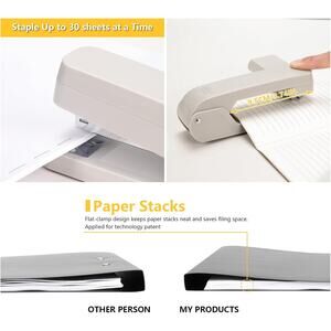 360° Rotating Desk Stapler 30 Sheet Capacity w/ Staple Remover & Staples – Gray